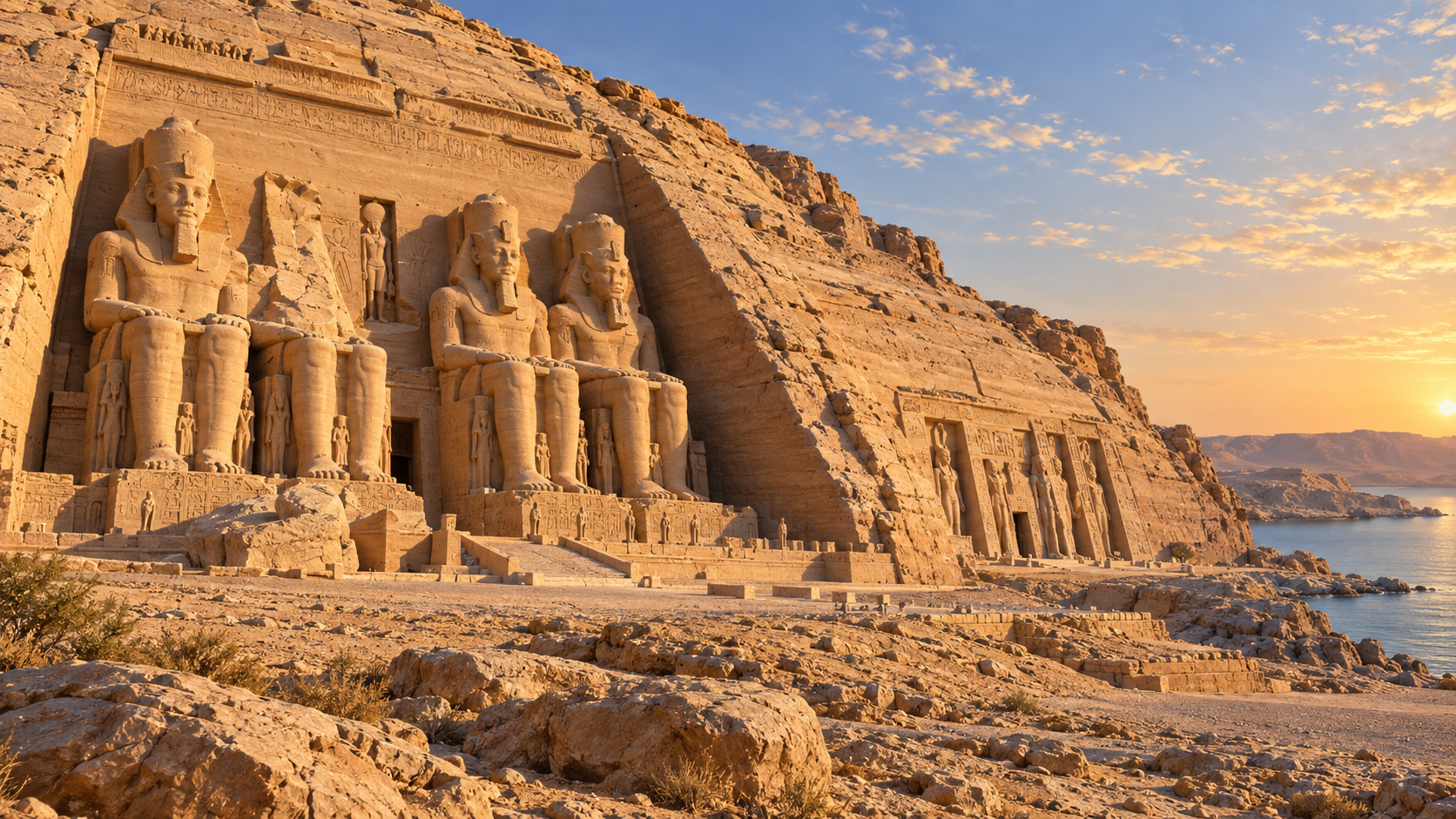 Illustration originale des temples d’Abou Simbel, autre exemple du sauvetage des monuments nubiens