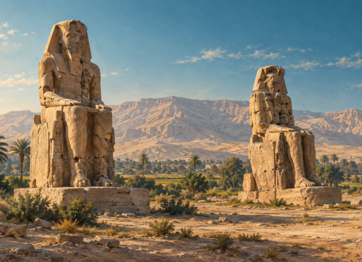 Illustration der Memnonkolosse bei Luxor