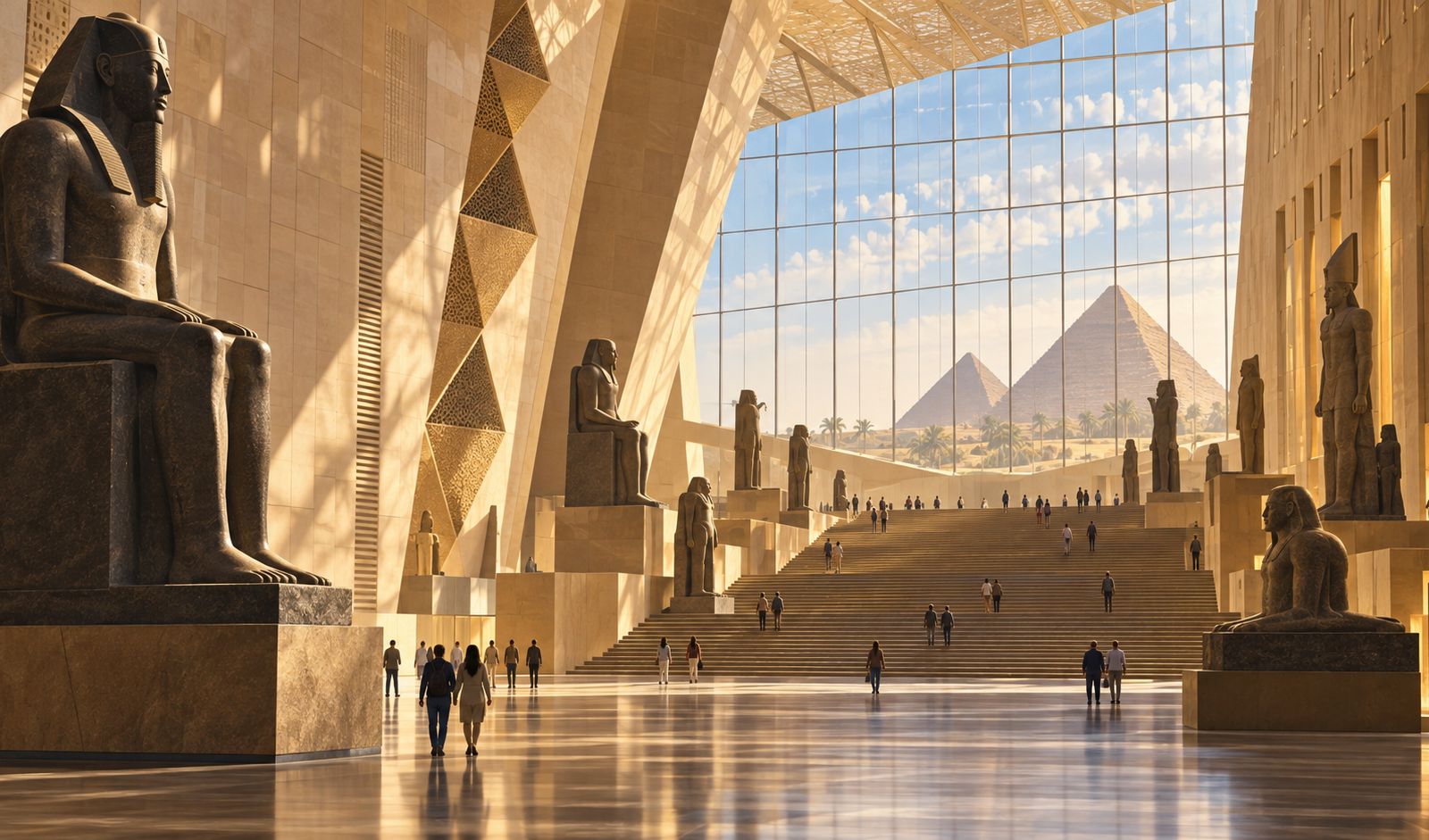 Illustration originale conceptuelle du Grand Musée égyptien près de Gizeh