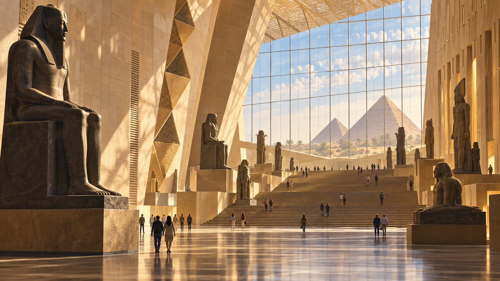 Illustration originale conceptuelle du Grand Musée égyptien, complément d’une visite des pyramides