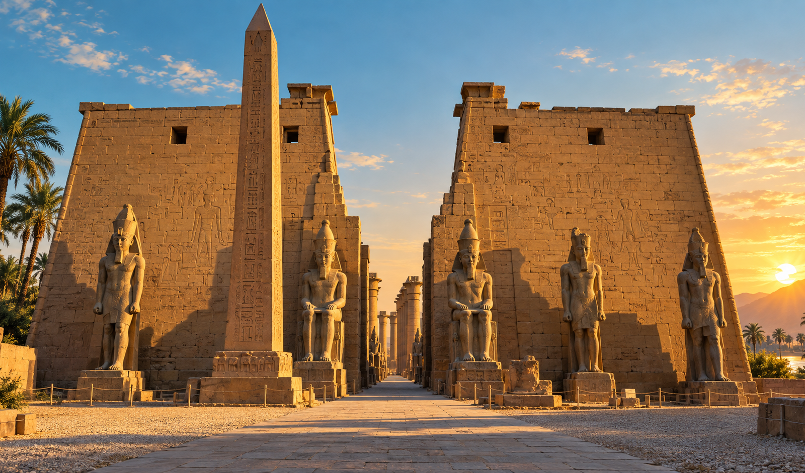 Illustration originale de l’entrée et des colonnes du temple de Louxor
