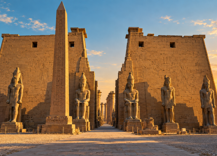 Illustration des Eingangs zum Luxor-Tempel