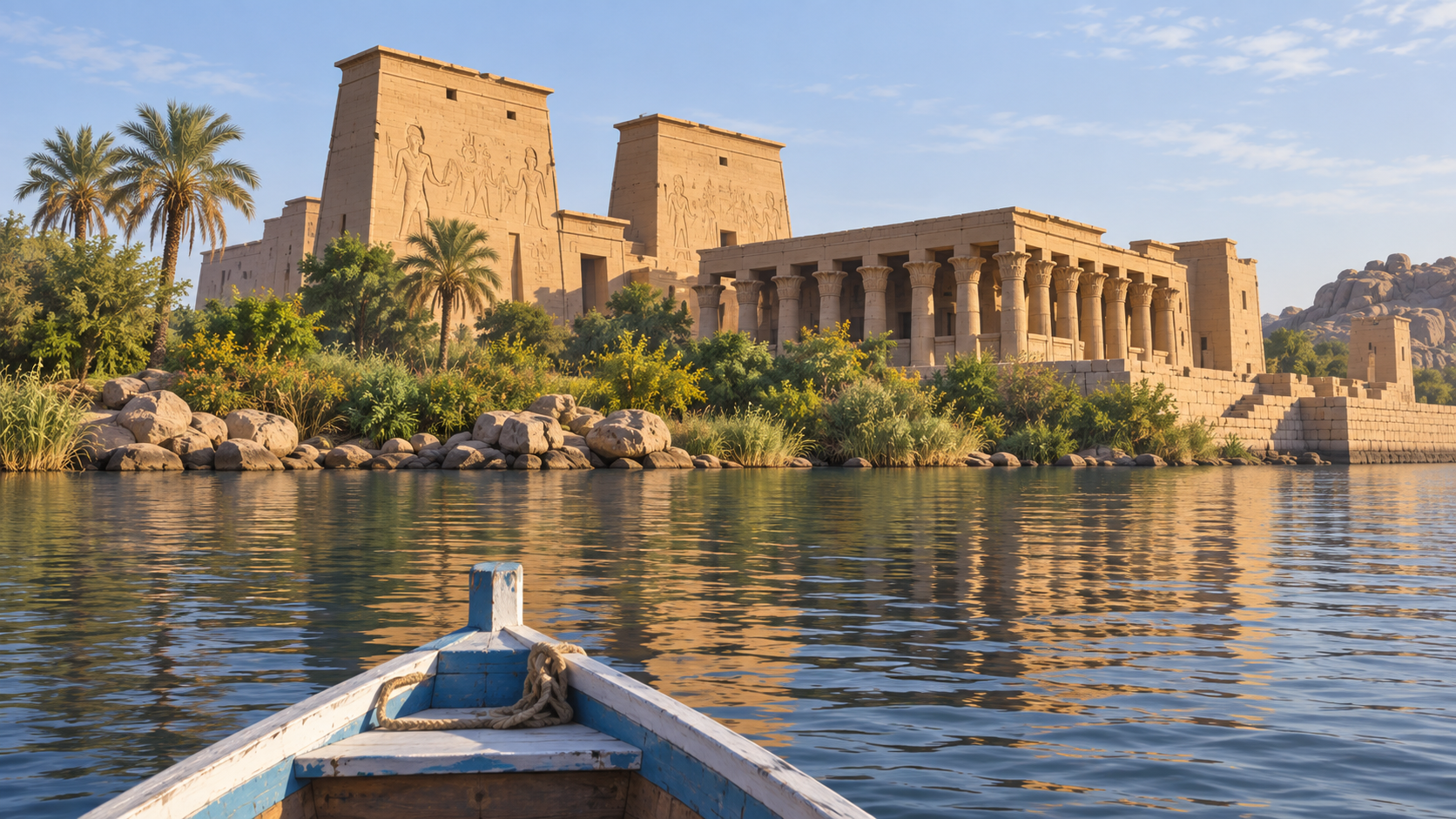 Illustration originale du temple de Philae, également sauvé pendant la campagne internationale pour la Nubie